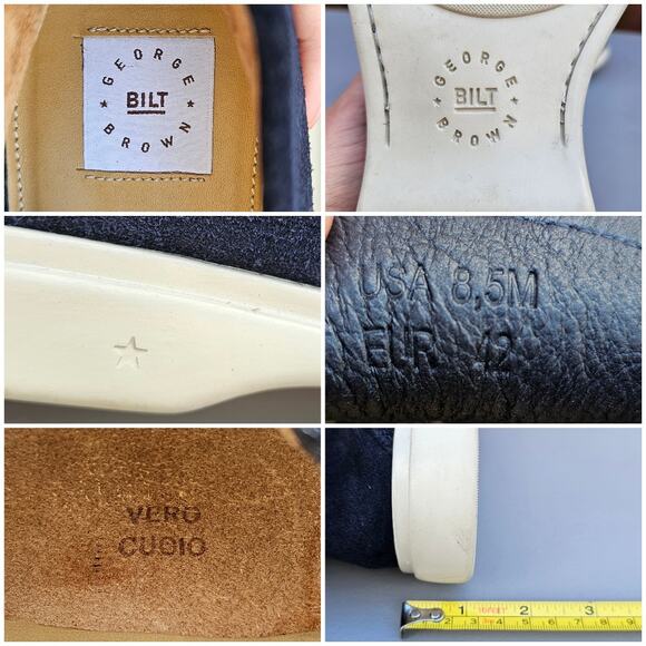 Blue Suede Shoes Leather Loafers Bilt George Brown Foster Penny Loafer Size 8.5 - Picture 7 of 13